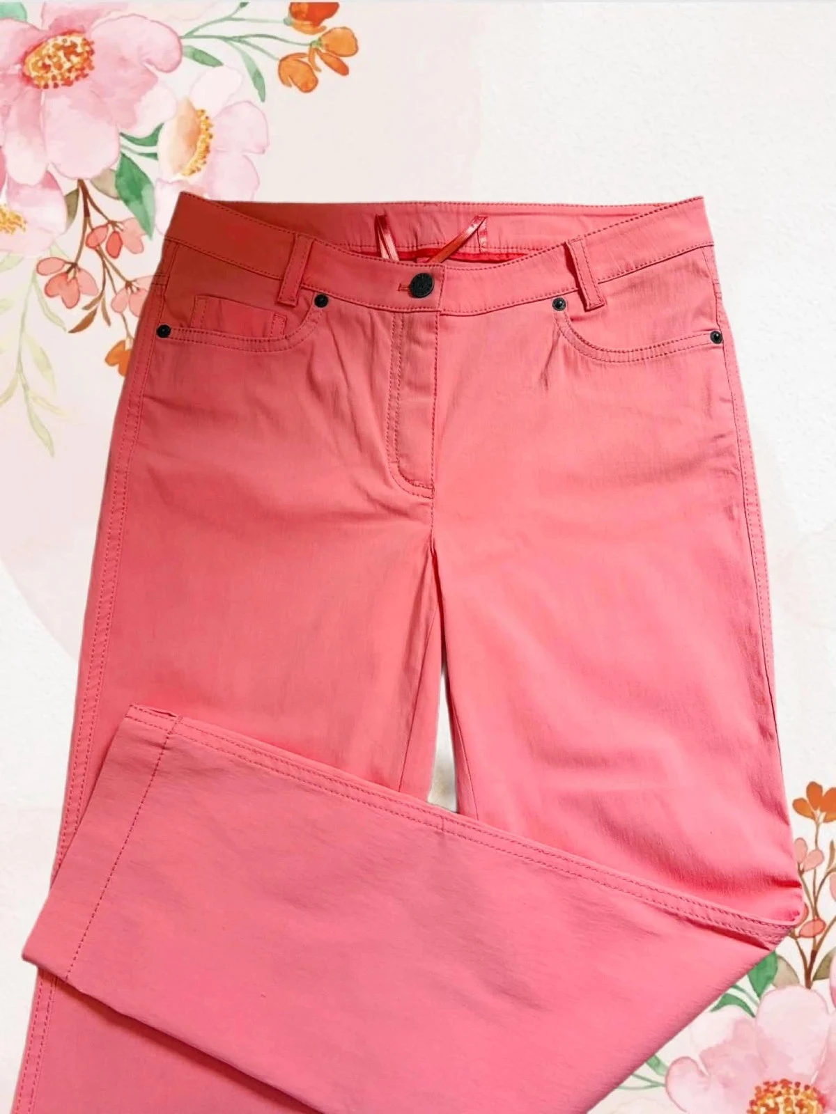 🧡🌿Jean Madeleine corais 7/8 Casual chique estival FR40/42 Jeans cropped coral UK12S🌿🧡 – photo 3